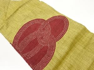 手織り紬刺し子丸模様名古屋帯